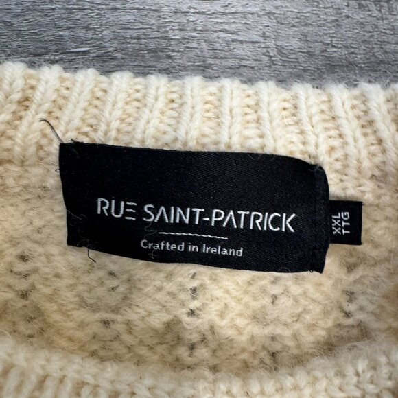 Rue Saint Patrick 100% Wool Ivory Cable Knit Sweater Ireland - Picture 2 of 5